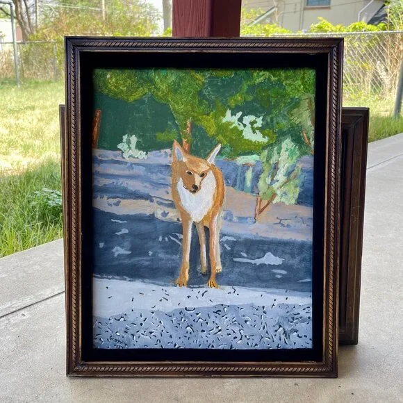 Framed Original Oil Painting on Canvas - Fox in Santa Fe New Mexico - Picture 2 of 15